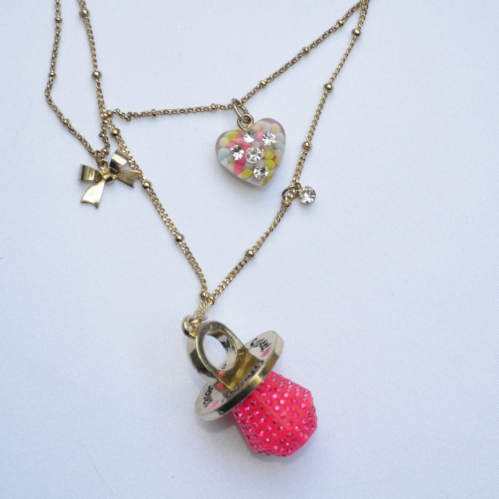 SOLD Betsey Johnson Super Rare Candyland Ring Pop Heart Lucite Confetti Necklace